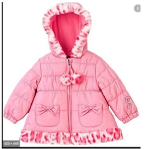 Toddler girl pink puffer jacket, size 18 months